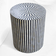 Illusion Bone Inlay Stripe Side Table Black