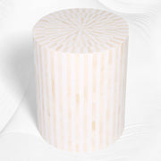 Illusion Bone Inlay Stripe Side Table White