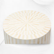 Illusion Bone Inlay Stripe Side Table White