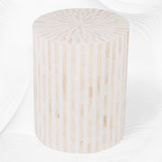 Illusion Bone Inlay Stripe Side Table White