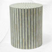 Illusion Bone Inlay Stripe Side Table Grey