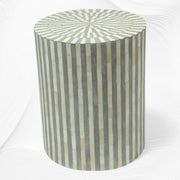 Illusion Bone Inlay Stripe Side Table Grey