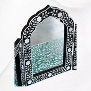 Isabelle MOP Inlay Floral Triple Mirror Black