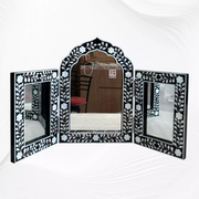 Isabelle MOP Inlay Floral Triple Mirror Black