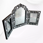 Isabelle MOP Inlay Floral Triple Mirror Black