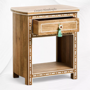 Jiya Mango Wood Inlay Bedside 1 Drawer