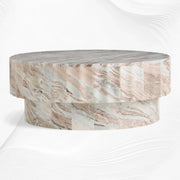 Jolie Marble Coffee Table Round Fantasy Brown