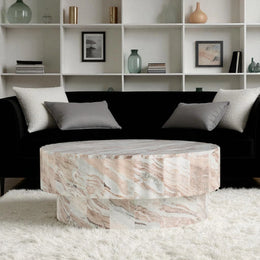 Jolie Marble Coffee Table Round Fantasy Brown
