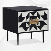 Junto Bone Inlay 2 Drawer Bedside Black