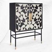 Junto Bone Inlay Bar Cabinet Black