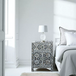 Kaleidoscope Mother of Pearl Inlay Nightstand Black