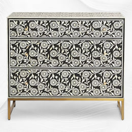 Lalita Inlay Three Drawer Dresser Black