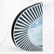 Large Abstract Bone Inlay Wall Mirror Black
