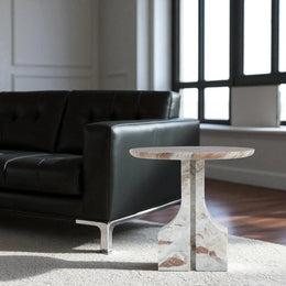 Leo Marble Side Table Fantasy Brown