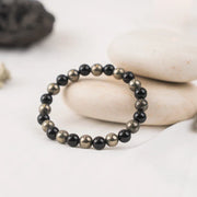 LH Richie Rich Bracelet Pyrite & Black Obsidian