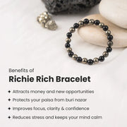 LH Richie Rich Bracelet Pyrite & Black Obsidian