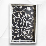 Lily Mother of Pearl Inlay Tray Black