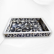 Lily Mother of Pearl Inlay Tray Black
