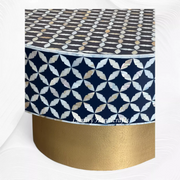 Lisa Mother of Pearl Inlay Oval Coffee Table Indigo