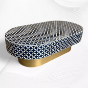 Lisa Mother of Pearl Inlay Oval Coffee Table Indigo