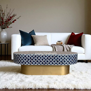 Lisa Mother of Pearl Inlay Oval Coffee Table Indigo