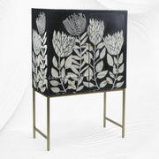 Artisan-made Lucas bone inlay black bar cabinet for modern homes