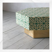 Luxury Fauni Bone Inlay Coffee Table Teal Green | Bone Inlay Cocktail Table