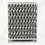 Malawi Bone Inlay 6 Drawer Tallboy Black