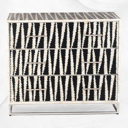 Malawi Bone Inlay Chest of 3 Drawers Black