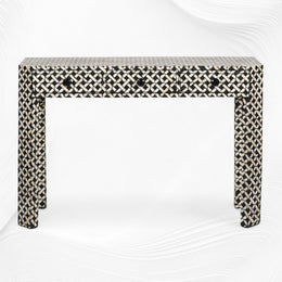 Manhattan Bone Inlaid 3 Drawer Console Black