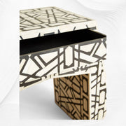 Marrakesh Bone Inlay 3 Drawer Bedside Black | Luxury Bedside Table