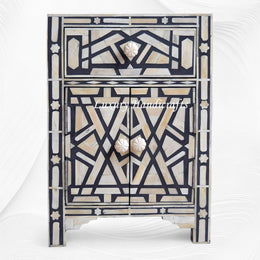 Marrakesh Bone Inlay Bedside Black