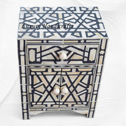 Marrakesh Bone Inlay Bedside Black