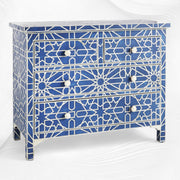 Marrakesh Bone Inlay Chest Of 4 Drawers Dark Blue