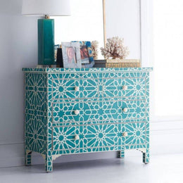 Marrakeesh Bone Inlay Chest Of 4 Drawers Green