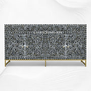 MOP Inlay Scroll Vine Buffet Black