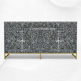 MOP Inlay Scroll Vine Buffet Black