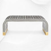 Moroccan Inlay Waterfall Coffee Table Black | Black And White Bone Inlay Coffee Table