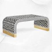 Moroccan Inlay Waterfall Coffee Table Black | Black And White Bone Inlay Coffee Table