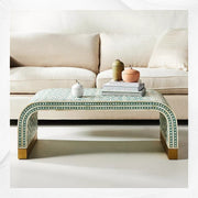 Moroccan Inlay Waterfall Coffee Table Green | Bone Inlay Coffee Tables