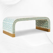 Modern Moroccan style green coffee table with mother of pearl