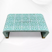 Handcrafted green mother of pearl inlay coffee table Moroccan style