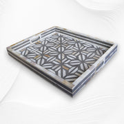Mother Of Pearl Inlay Cross Design Tray Grey