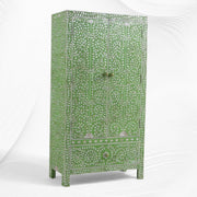 Mother of Pearl Inlay Armoire Floral Green 1