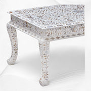 Mother of Pearl Inlay Floral Coffee Table White