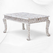 Mother of Pearl Inlay Floral Coffee Table White