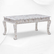 Mother of Pearl Inlay Floral Coffee Table White