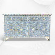 Mother Of Pearl Inlay Floral Sideboard Light Blue Ready