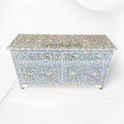 Mother Of Pearl Inlay Floral Sideboard Light Blue Ready