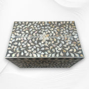 Mother of Pearl Inlay Jewelry Box Dark Grey